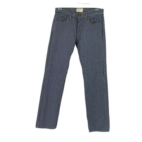 Current Elliott Jeans Sample Blue White Pin Stripe Straight Leg Mid Rise Size 8 - Picture 1 of 8